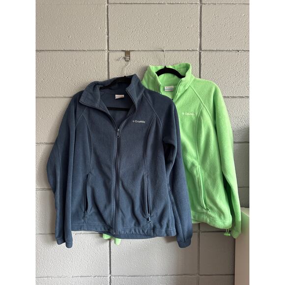 Women's Columbia Benton Springs Full-Zip Fleece Jacket BUNDLE in Navy and Green - Picture 1 of 3